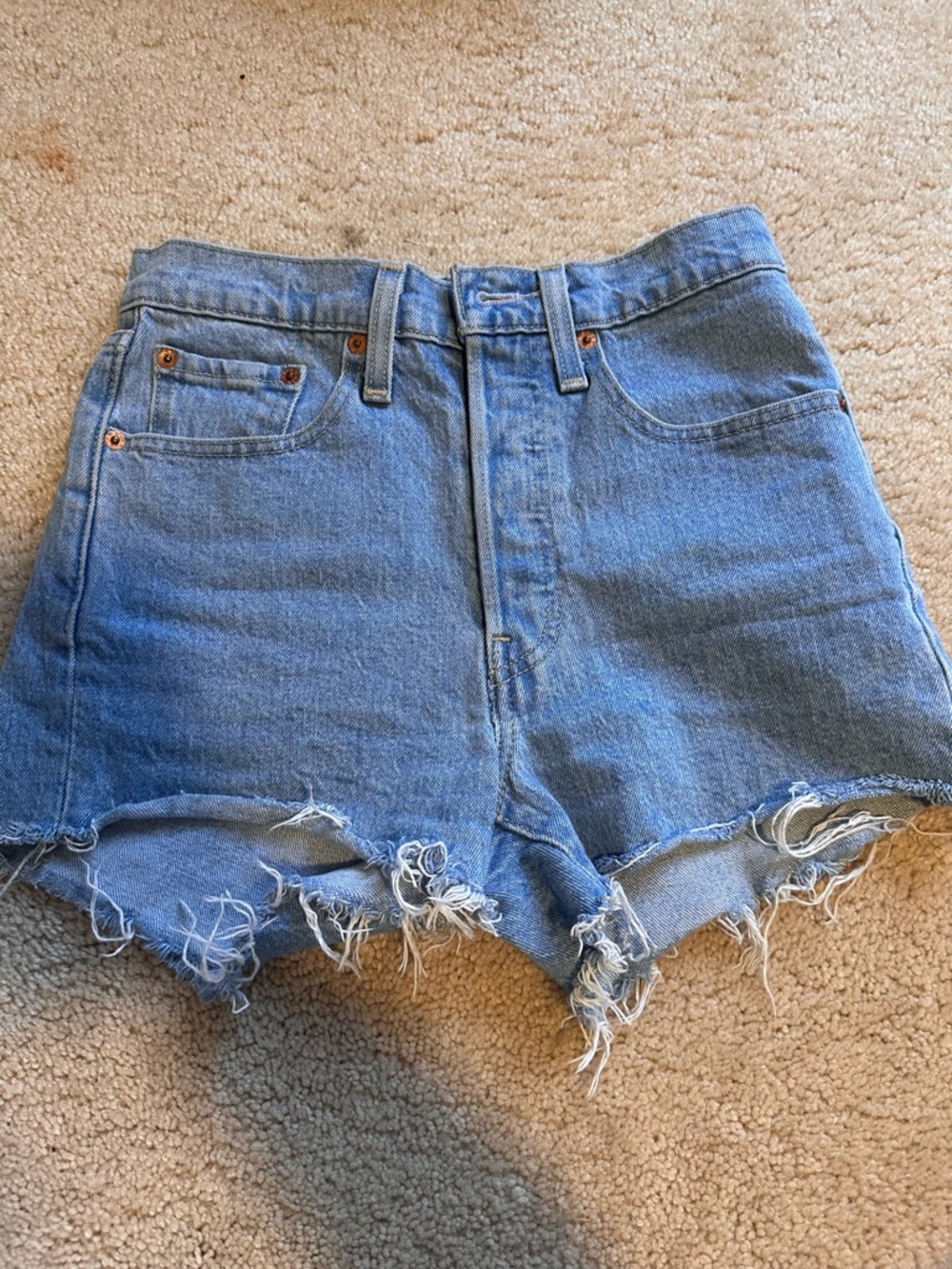 Levi's Light Blue Distressed Cutoff Jean Shorts- 501s